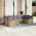 9-tlg. Garten-Sofagarnitur mit Kissen Beige Poly Rattan