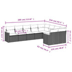 9-teiliges Gartensofa-Set mit Kissen, grau, Polyrattan