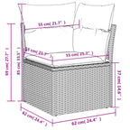 11-tlg. Garten-Sofagarnitur mit Kissen Grau Poly Rattan