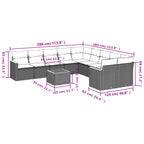 11-teiliges Gartensofa-Set mit Kissen, grau, Polyrattan