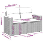 9-teiliges Gartensofa-Set mit Kissen, grau, Polyrattan