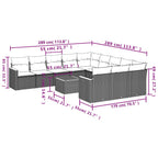 12-teiliges Gartensofa-Set mit Kissen, schwarzes Polyrattan