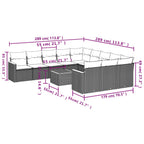 12-teiliges Gartensofa-Set mit Kissen, grau, Polyrattan