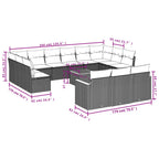 14-teiliges Gartensofa-Set mit Kissen, grau, Polyrattan