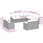 11-tlg. Garten-Sofagarnitur mit Kissen Schwarz Poly Rattan