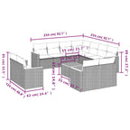 12-teiliges Gartensofa-Set mit Kissen, schwarzes Polyrattan