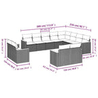 12-tlg. Garten-Sofagarnitur mit Kissen Schwarz Poly Rattan