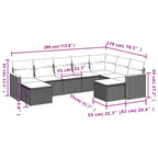 9-teiliges Gartensofa-Set mit Kissen, grau, Polyrattan