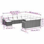 12-tlg. Garten-Sofagarnitur mit Kissen Schwarz Poly Rattan