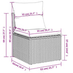 12-teiliges Gartensofa-Set mit Kissen, grau, Polyrattan