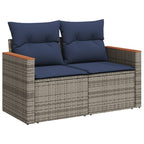13-teiliges Gartensofa-Set mit Kissen, grau, Polyrattan