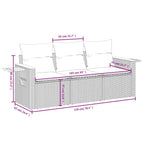 3-tlg. Garten-Sofagarnitur mit Kissen Grau Poly Rattan