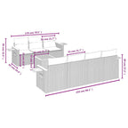 8-tlg. Garten-Sofagarnitur mit Kissen Grau Poly Rattan