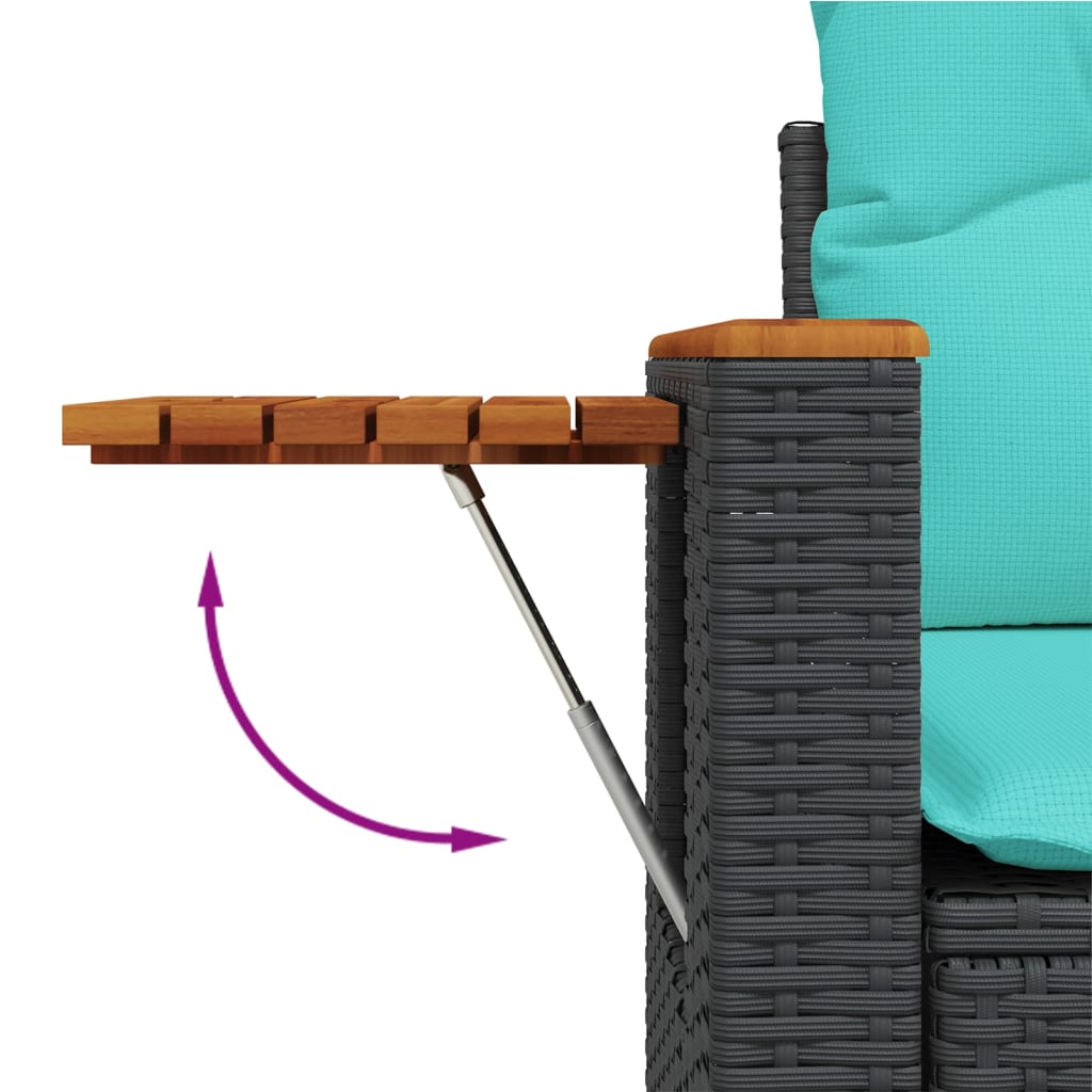 4-tlg. Garten-Sofagarnitur mit Kissen Schwarz Poly Rattan