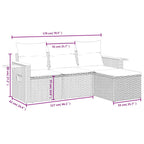 4-tlg. Garten-Sofagarnitur mit Kissen Grau Poly Rattan