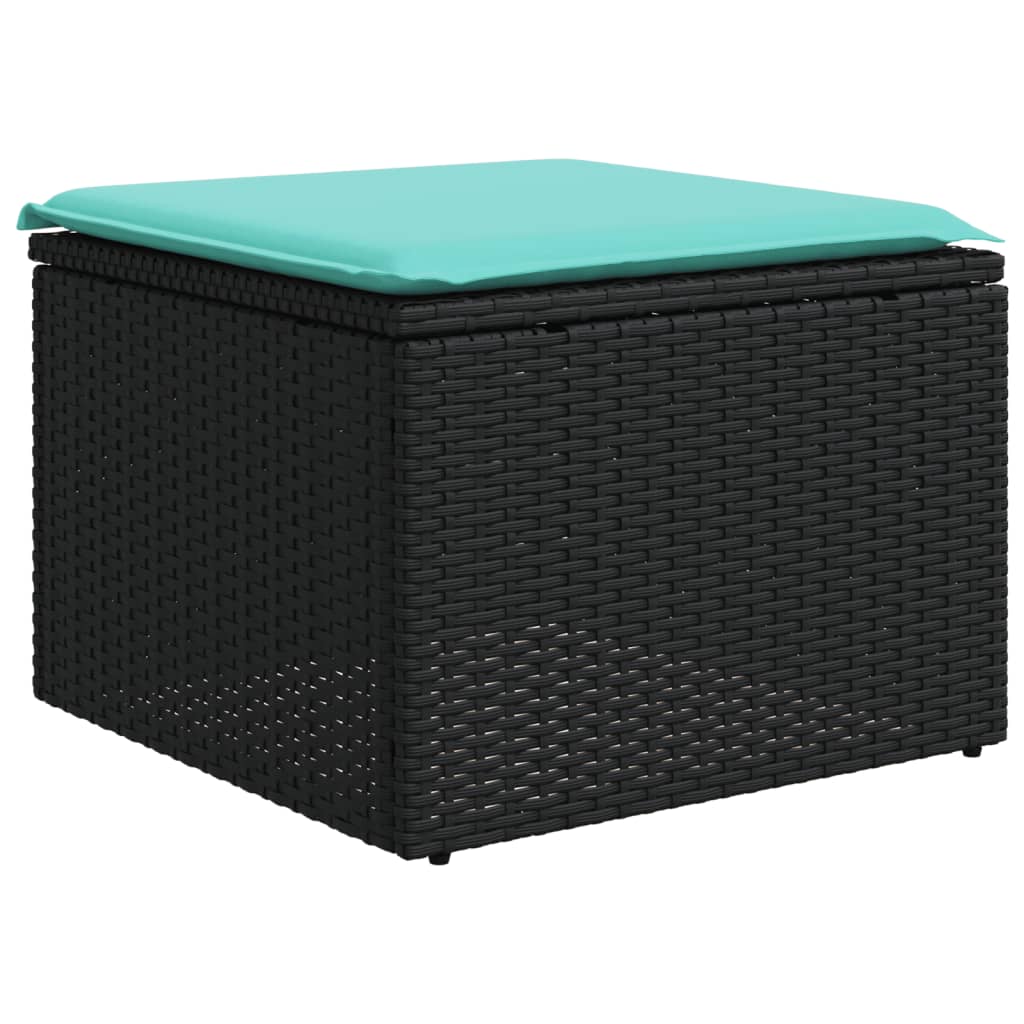 6-tlg. Garten-Sofagarnitur mit Kissen Schwarz Poly Rattan