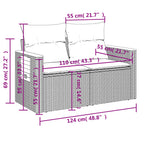 6-tlg. Garten-Sofagarnitur mit Kissen Grau Poly Rattan
