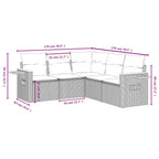 5-tlg. Garten-Sofagarnitur mit Kissen Schwarz Poly Rattan
