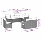 8-tlg. Garten-Sofagarnitur mit Kissen Grau Poly Rattan