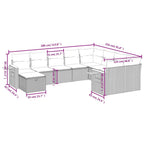 10-tlg. Garten-Sofagarnitur mit Kissen Grau Poly Rattan