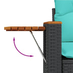 11-tlg. Garten-Sofagarnitur mit Kissen Schwarz Poly Rattan