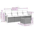 5-teiliges Gartensofa-Set mit Kissen, grau, Polyrattan