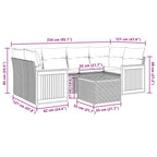 7-teiliges Gartensofa-Set mit Kissen, schwarzes Polyrattan