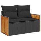 6-tlg. Garten-Sofagarnitur mit Kissen Schwarz Poly Rattan