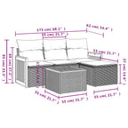 5-tlg. Garten-Sofagarnitur mit Kissen Beige Poly Rattan
