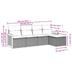 5-tlg. Garten-Sofagarnitur mit Kissen Schwarz Poly Rattan