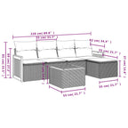 6-teiliges Gartensofa-Set mit Kissen, grau, Polyrattan