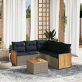6-teiliges Gartensofa-Set mit Kissen, grau, Polyrattan