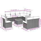 9-tlg. Garten-Sofagarnitur mit Kissen Grau Poly Rattan