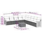 10-tlg. Garten-Sofagarnitur mit Kissen Schwarz Poly Rattan