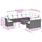 11-teiliges Gartensofa-Set mit Kissen, grau, Polyrattan
