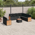 10-tlg. Garten-Sofagarnitur mit Kissen Schwarz Poly Rattan