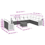 11-teiliges Gartensofa-Set mit Kissen, grau, Polyrattan