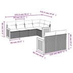7-teiliges Gartensofa-Set mit Kissen, grau, Polyrattan