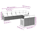 8-teiliges Gartensofa-Set mit Kissen, grau, Polyrattan