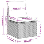 9-teiliges Gartensofa-Set mit Kissen, grau, Polyrattan