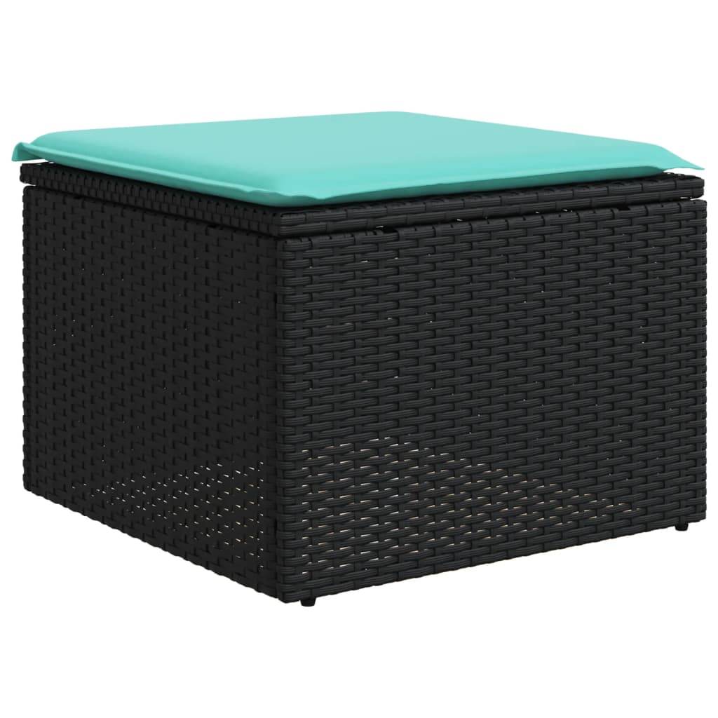 6-teiliges Gartensofa-Set mit Kissen, schwarzes Polyrattan