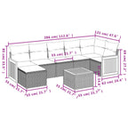 8-teiliges Gartensofa-Set mit Kissen, grau, Polyrattan