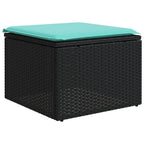 7-teiliges Gartensofa-Set mit Kissen, schwarzes Polyrattan