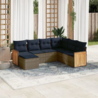 7-teiliges Gartensofa-Set mit Kissen, grau, Polyrattan