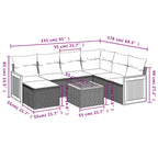 8-teiliges Gartensofa-Set mit Kissen, grau, Polyrattan