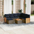 8-teiliges Gartensofa-Set mit Kissen, grau, Polyrattan