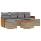 7-tlg. Garten-Sofagarnitur mit Kissen Beige Poly Rattan
