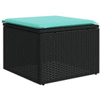 7-teiliges Gartensofa-Set mit Kissen, schwarzes Polyrattan