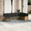 8-tlg. Garten-Sofagarnitur mit Kissen Grau Poly Rattan