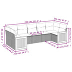 7-teiliges Gartensofa-Set mit Kissen, grau, Polyrattan